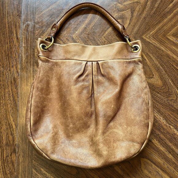 Marc by Marc Jacobs Classic Q Hillier Pebble Leather Hobo Bag Brown Distressed - Picture 4 of 9